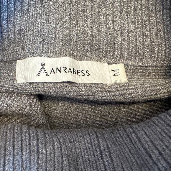 Anrabess Ribbed Turtleneck Oversized Sweater Gray Size M - Picture 4 of 7